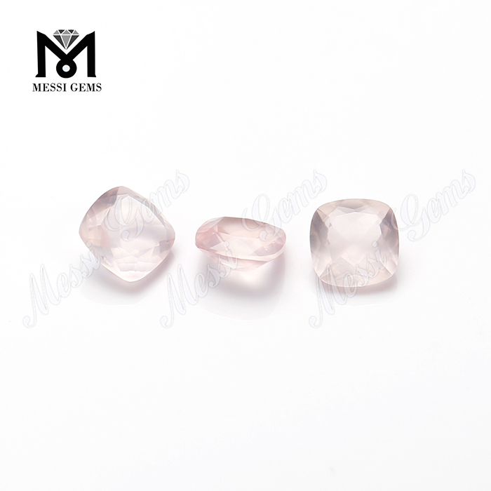 Cojín facetado de 8 mm de buena calidad, piedra preciosa natural de cuarzo rosa