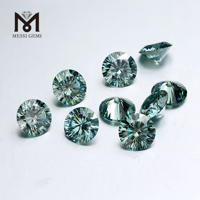 Diamante moissanite suelto Redondo Corte brillante 5 mm Piedra preciosa Moissanite verde en bruto