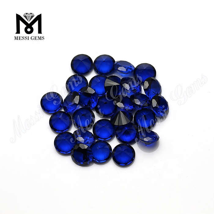 Venta al por mayor, corte a máquina, redondo, 1,25 mm, 112 #, piedra preciosa de espinela azul sintética