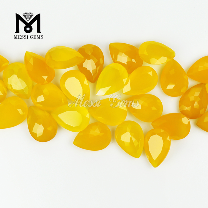 Piedras preciosas de ágata amarilla de 10x14 mm con corte de pera
