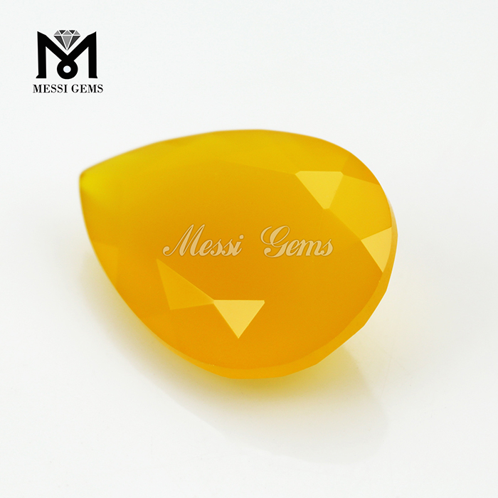 Piedras preciosas de ágata amarilla de 10x14 mm con corte de pera