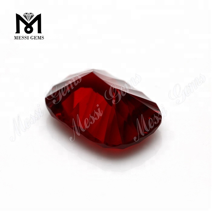 Precio de fábrica de Wuzhou Cojín de arte lapidario Corte cóncavo Piedras de vidrio de color rojo