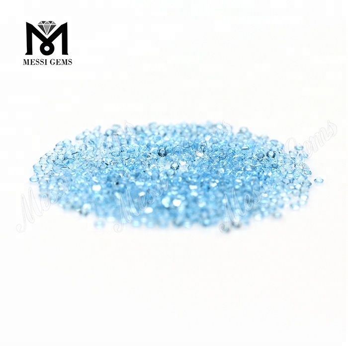 Piedras preciosas sueltas naturales de topacio azul de forma redonda de tamaño pequeño de 1,5 mm