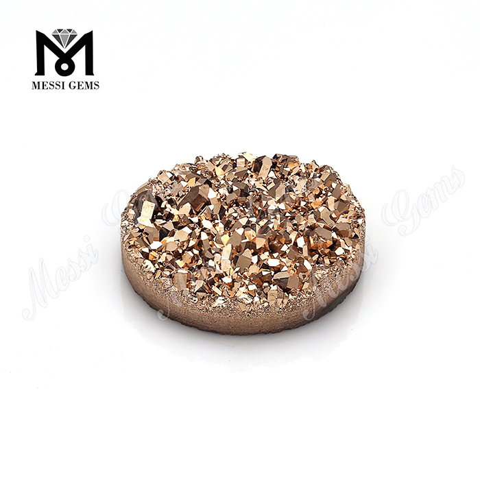 Piedra druzy natural redonda de oro rosa de 12 mm