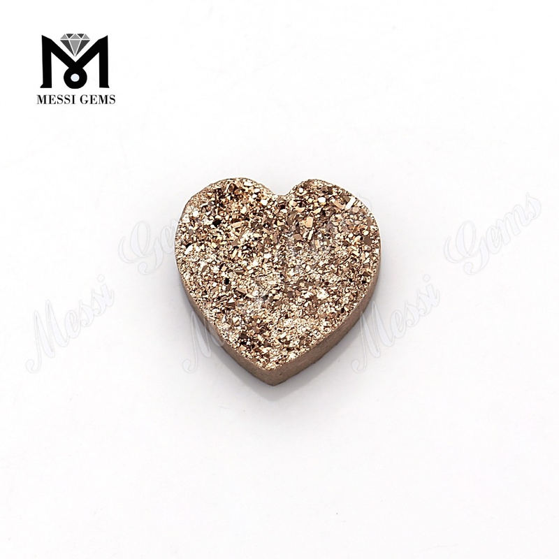 formas de corazón pulir piedras de ágata drusa drusa de oro rosa