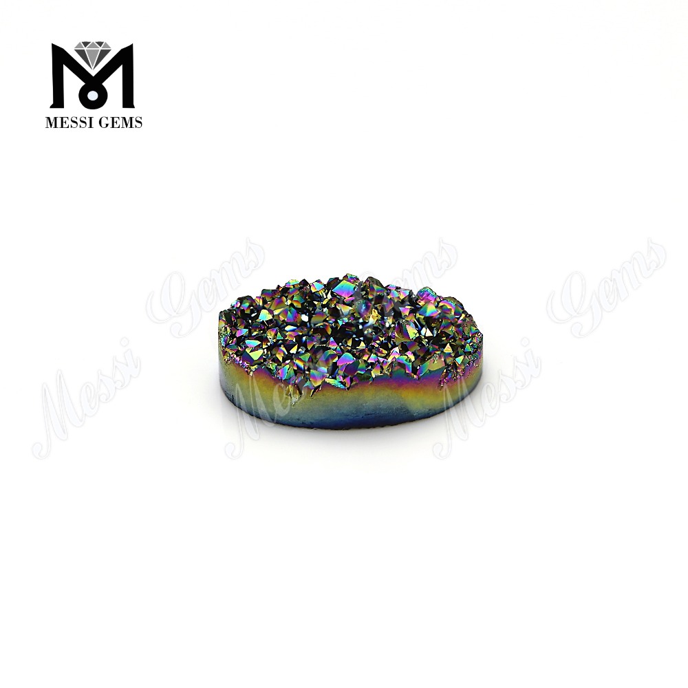 Piedras de ágata druzy de forma ovalada de color arcoíris