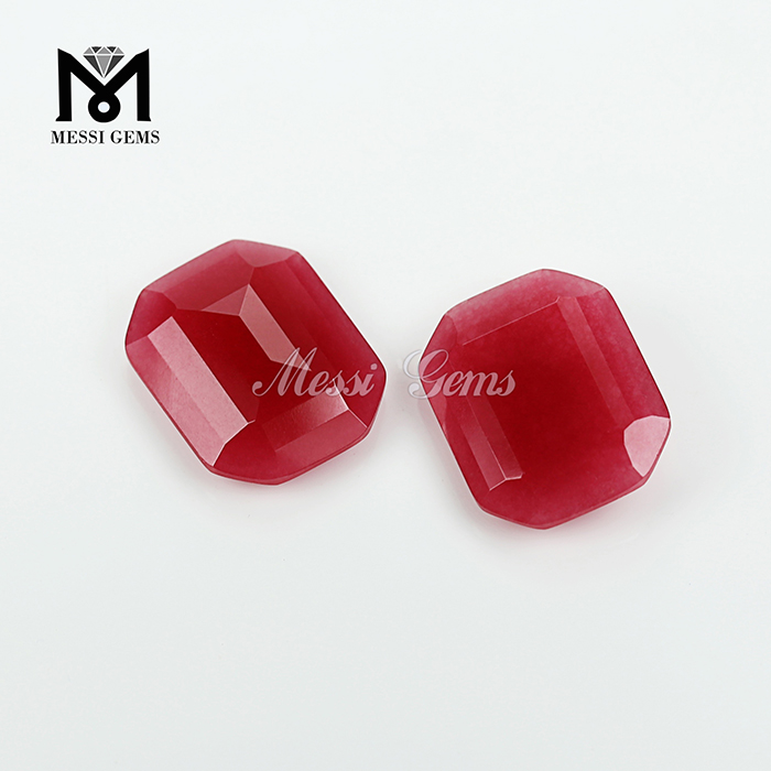 Octágono de piedras preciosas sueltas de alta calidad, 20*25mm, tamaño grande, piedra Natural de Jade rojo