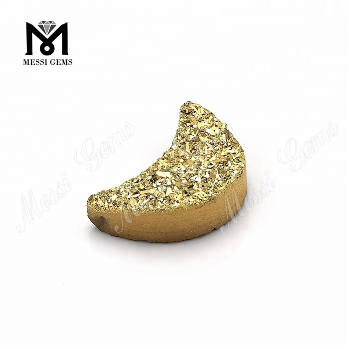 Venta al por mayor de piedra de ágata drusa natural de oro de 24 quilates para la fabricación de joyas