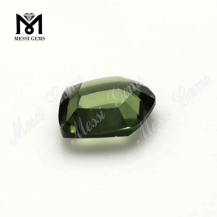 Venta al por mayor, 9x10mm, forma hexagonal, piedra de cristal verde, precio de cristal sintético