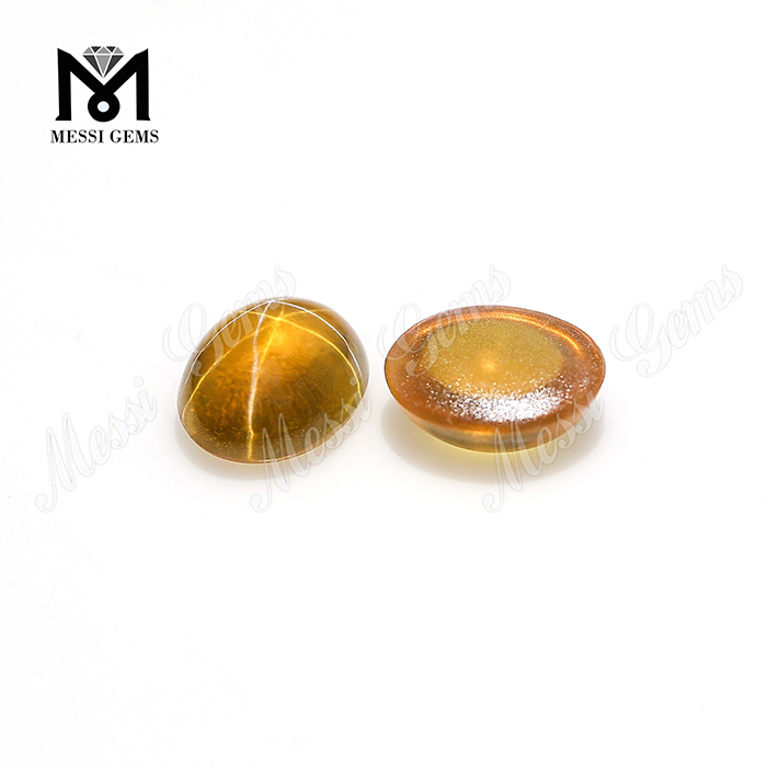 Zafiro creado en laboratorio Cabujón ovalado 7x9 mm Zafiro estrella amarillo