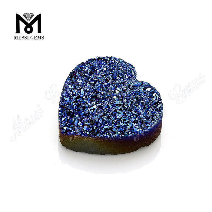 Druzy Natural en forma de corazón 12x12mm azul Druzy ágata piedra suelta