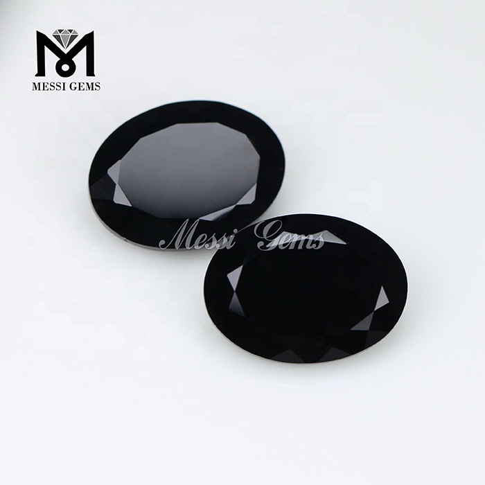 Gemas de piedra de cristal de color negro de corte ovalado de China de 7x9 mm