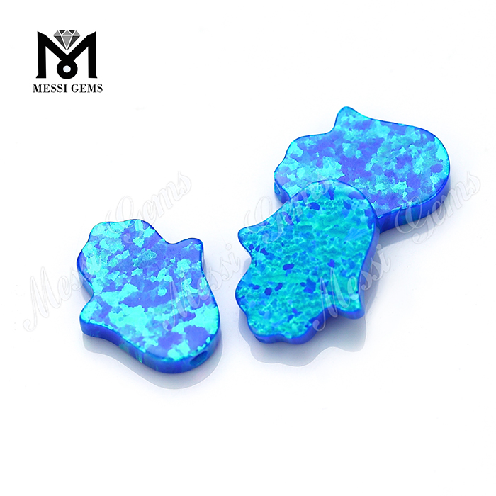 Precio de ópalo de fuego azul Hamsa de ópalo sintético al por mayor