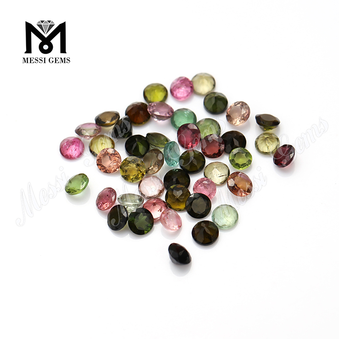 Precio de turmalina natural de corte brillante redondo multicolor