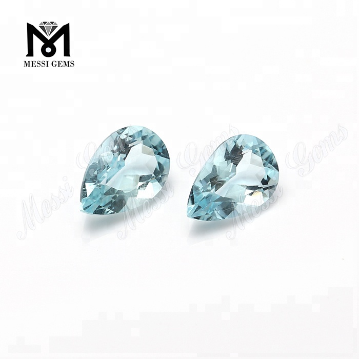 Fábrica de Wuzhou piedras preciosas sueltas 8*12mm pera aguamarina precio de piedra