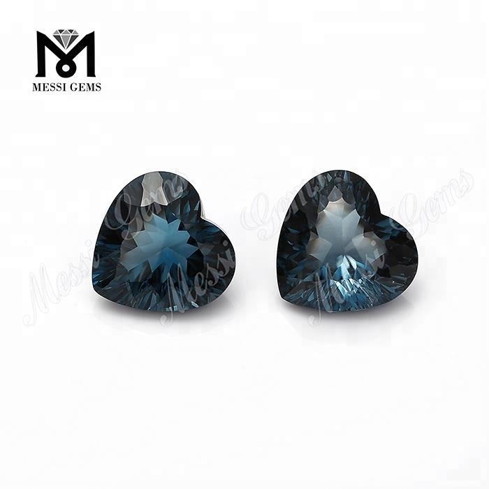 piedras preciosas sueltas piedra de topacio azul de Londres natural en forma de corazón