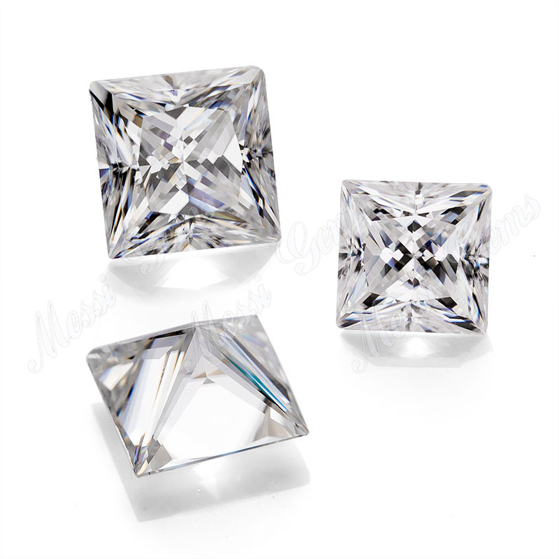 Venta al por mayor def moissanite diamante blanco corte princesa 5.5x5.5mm por quilate precio moissanite suelto