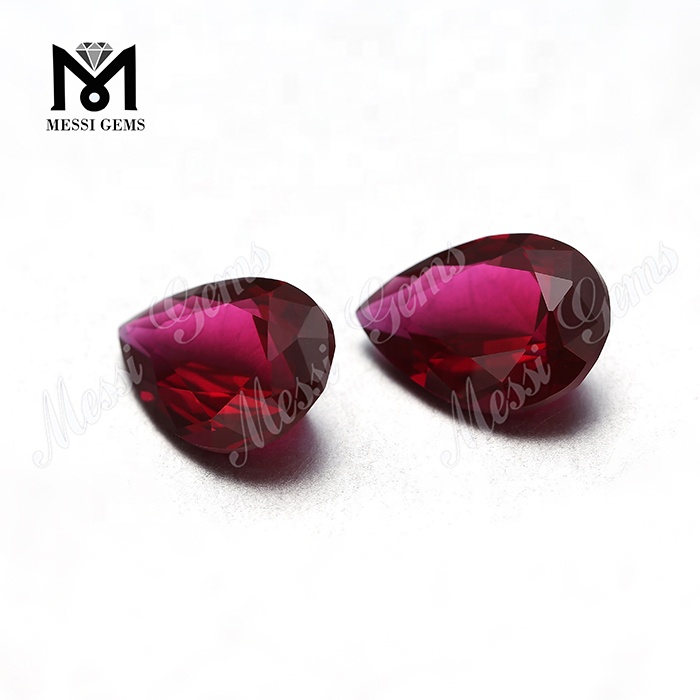 Suelta 8 * 12 mm Corte de pera Color rojo rubí Piedras nano sueltas