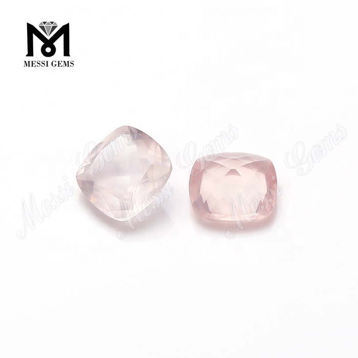 Piedra preciosa de cuarzo rosa natural suelta de 8x8 mm de corte cojín