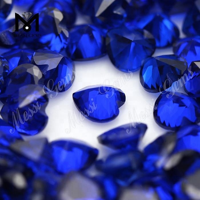 Piedra de espinela de zafiro azul 112 # sintética de corte de corazón de 6x6 mm