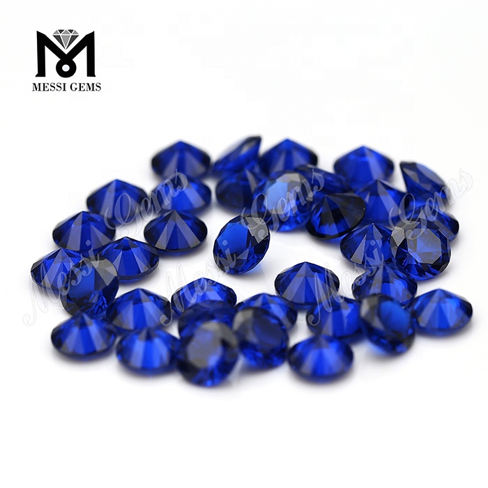 Venta al por mayor, corte a máquina, redondo, 1,25 mm, 112 #, piedra preciosa de espinela azul sintética