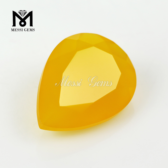 Piedras preciosas de ágata amarilla de 10x14 mm con corte de pera