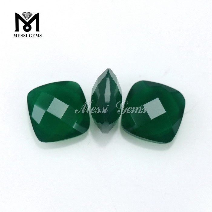 Noble Cojín De Piedras Sueltas Facetadas 8x8mm Ágata Esmeralda