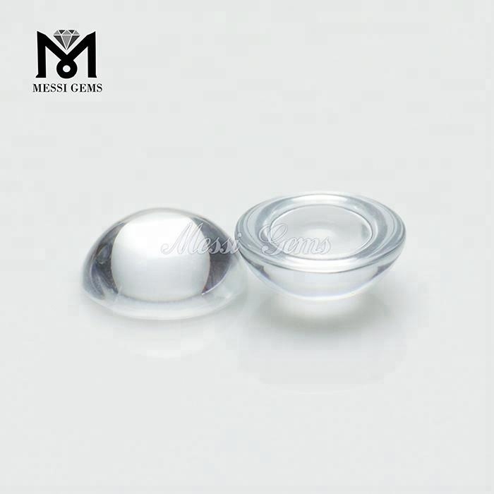 Piedra preciosa suelta Redonda Cabujón de 9 mm Piedra de vidrio blanco transparente