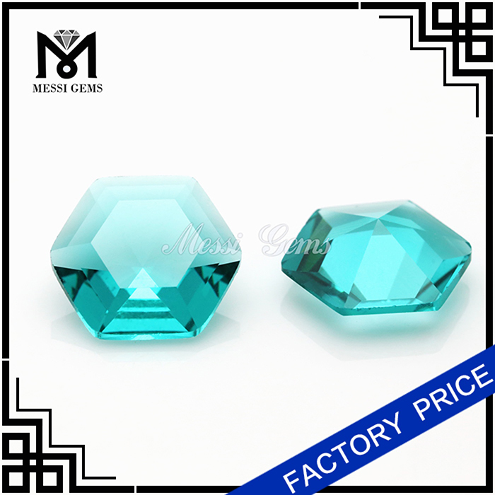 Piedras preciosas de cristal verde, piedras preciosas de cristal con forma de hexágono
