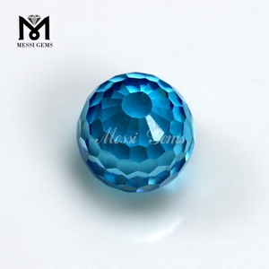 Precio al por mayor Zircon Stone Aqua Blue 12 mm redondo facetado Cubic Zirconia
