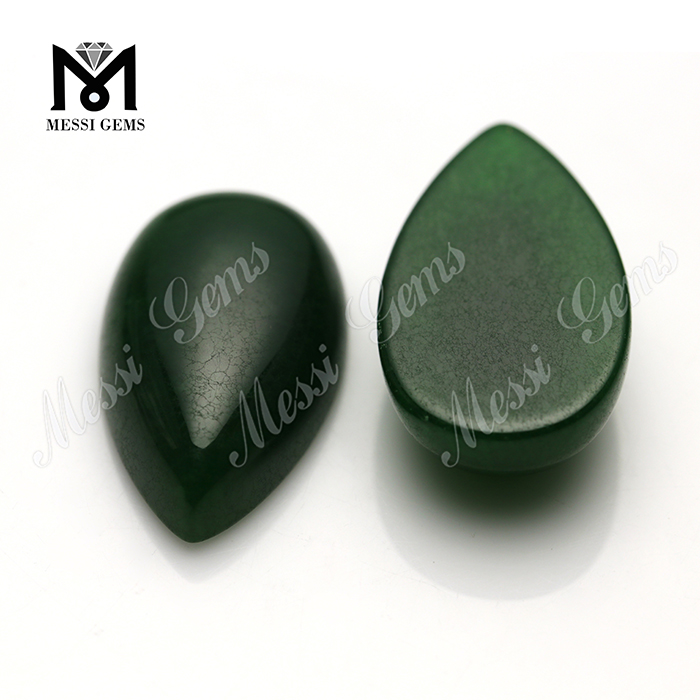 Piedra de jade en forma de pera de jade verde natural de 14x24 mm