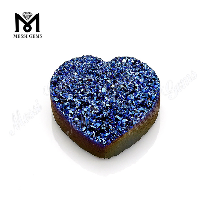 Druzy Natural en forma de corazón 12x12mm azul Druzy ágata piedra suelta