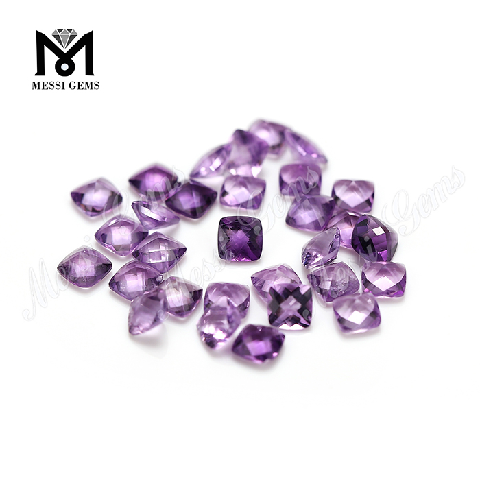Precio de piedra de amatista con forma de cojín facetado de piedras preciosas naturales de fábrica
