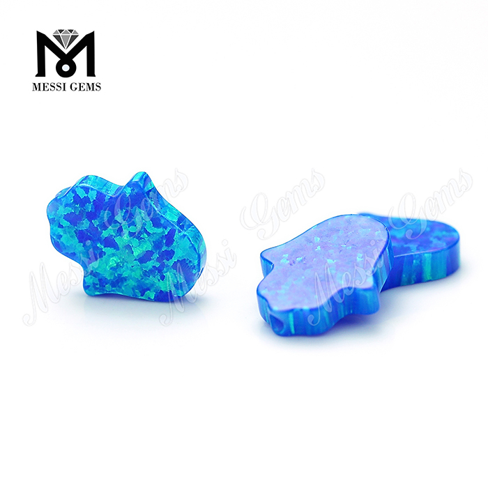 Precio de ópalo de fuego azul Hamsa de ópalo sintético al por mayor