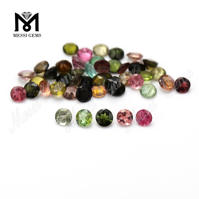 Precio de turmalina natural de corte brillante redondo multicolor
