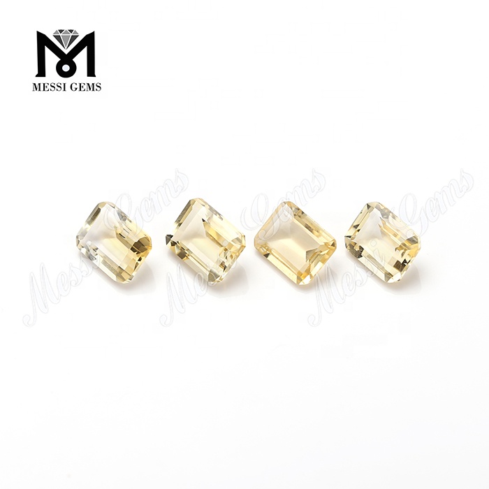 Piedras preciosas naturales de citrino de corte esmeralda de 6x8 mm, piedras de cuarzo sueltas