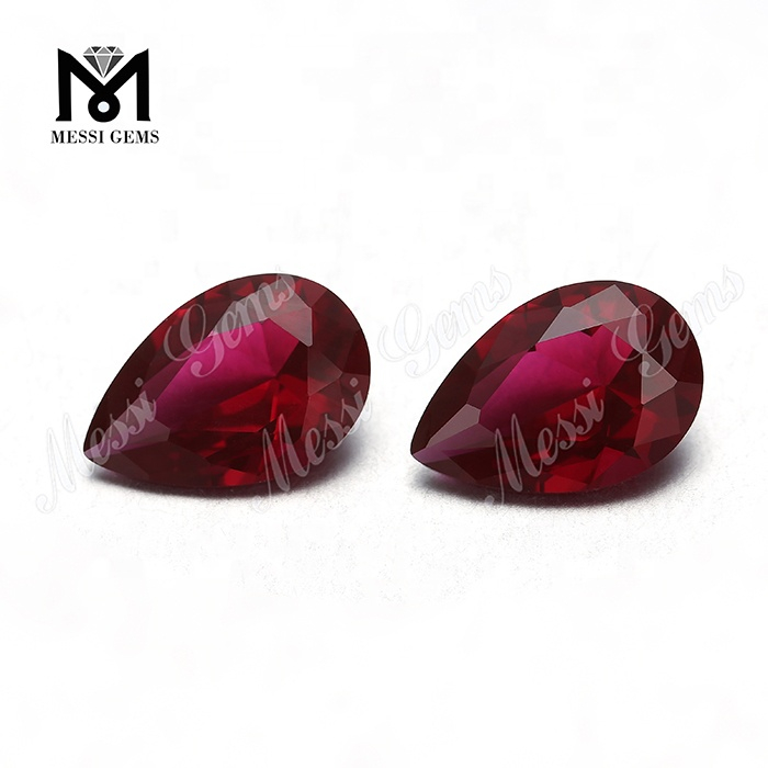 Suelta 8 * 12 mm Corte de pera Color rojo rubí Piedras nano sueltas