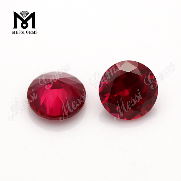 Corindón sintético 5 # corte brillante redondo precios de piedra de rubí al por mayor