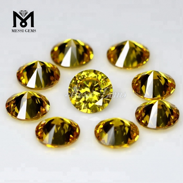 Precio de fábrica Ronda 12.0mm Oro amarillo suelto Oro Cubic Zirconia Piedra preciosa
