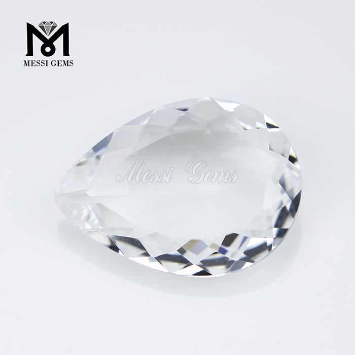 Gemas de piedra de cristal blanco transparente de 18 x 25 mm con corte de pera al por mayor