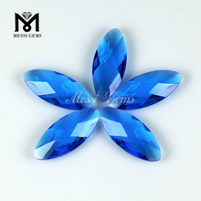 Abalorio de vidrio de topacio azul de 8 x 19 mm de corte marquesa doble Briolette para la fabricación de joyas
