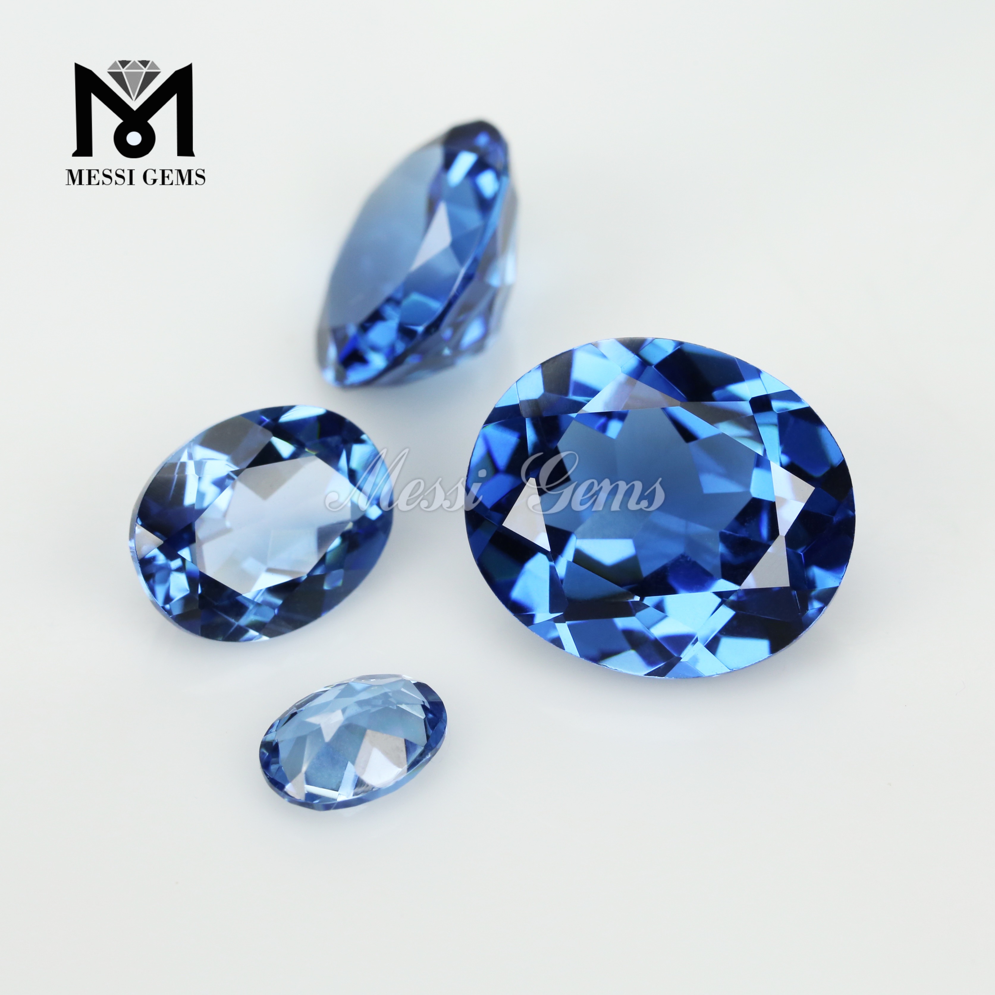 Piedra preciosa nanosital azul zafiro talla ovalada creada en laboratorio