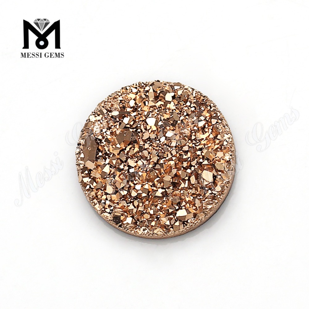 Piedra druzy natural redonda de oro rosa de 12 mm