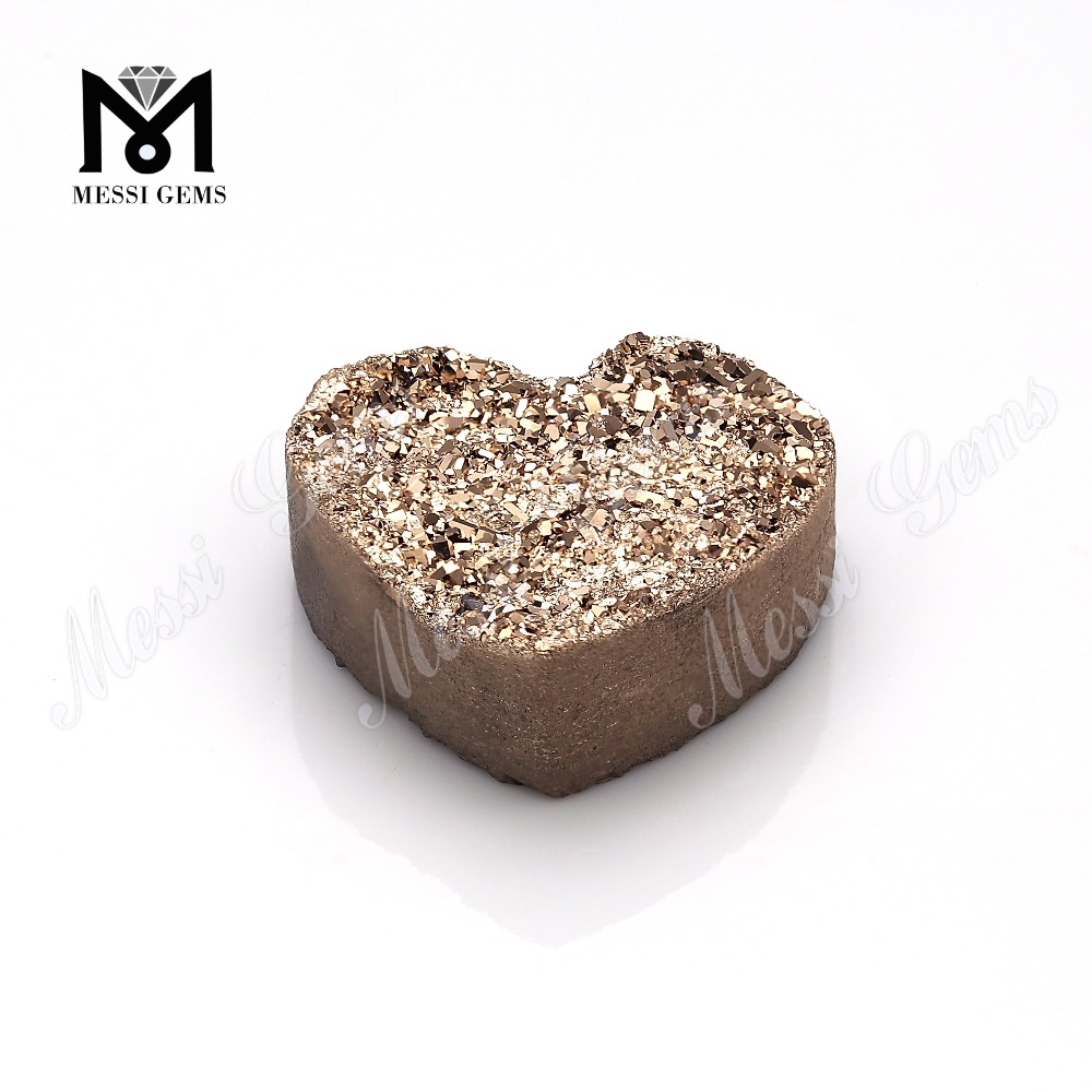 formas de corazón pulir piedras de ágata drusa drusa de oro rosa