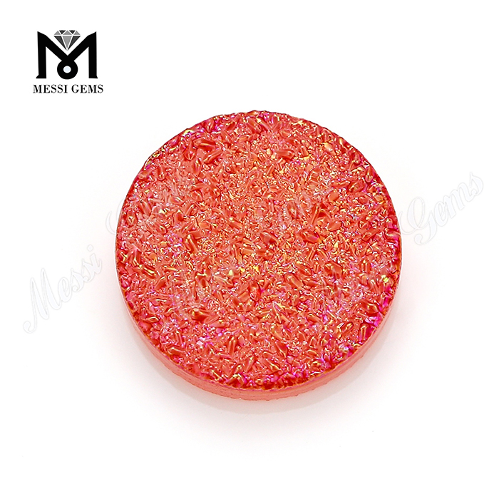 Druzy Stone Beads Forma redonda Color rojo Natural Druzy Agate Piedras preciosas MG-DR027