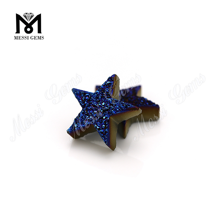 Moda Druzy Star-5 Azul oscuro Druzy Ágata Piedra natural Piedra preciosa