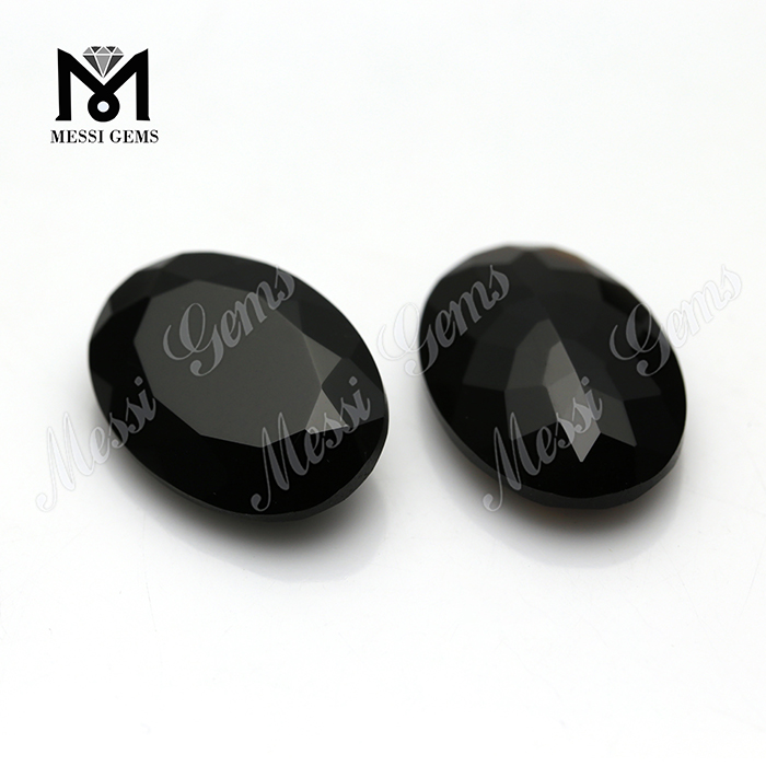 material de piedras preciosas naturales ónix negro facetado ovalado de China