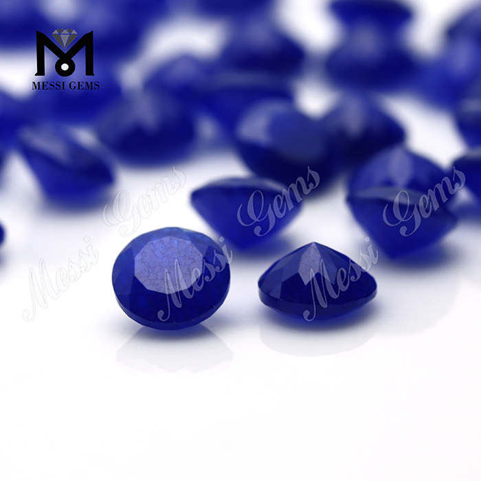 Piedras sueltas de jade natural azul de corte redondo de 8mm precio de jade