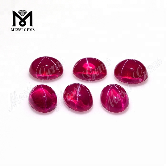 Piedra de rubí cabujón ovalada creada en laboratorio, precio de gema de rubí estrella sintética