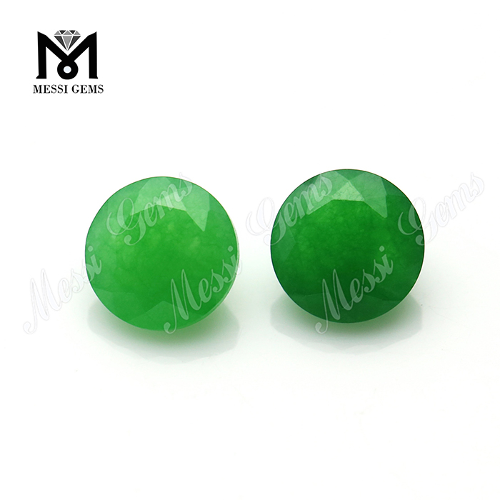 Piedras naturales redondas de jade verde de corte natural de 8 mm para la fabricación de joyas